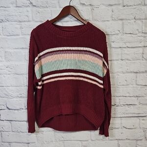 American Eagle Outfitters Burgundy Striped Sweater